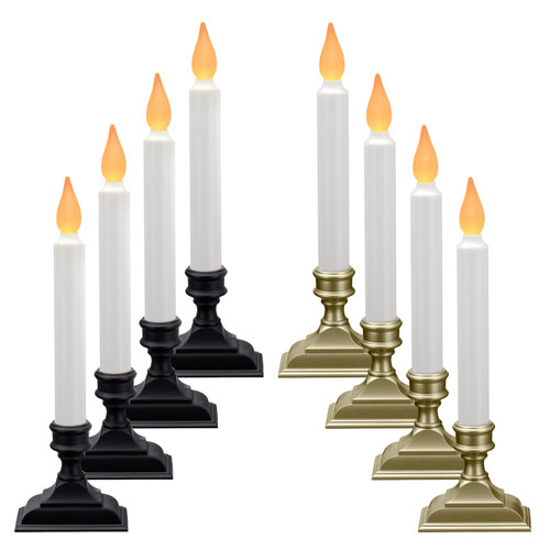 Battery Operated LED Window Candles with Flickering Amber Flame, Automatic Timer, 9.75 Inches Tall (VT-1206, Pack of 4)