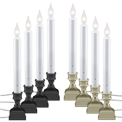 LED Electric Window Candles with Bright Hot Spot, Sensor Dusk to Dawn, Flicker Flame or Steady On, USB Low Voltage Adapter, (VT-1270-4, Pack of 4)