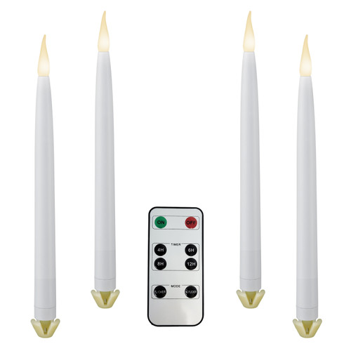 Battery Operated LED Taper Candles with Remote Control, Gripper Base, 11.75” Tall (VT-R1661-4, Pack of 4)