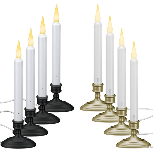 LED Electric Window Candles with Sensor Dusk to Dawn, Warm White Flicker Flame or Steady On, USB Low Voltage Adapter, (VT-1670-4, Pack of 4)