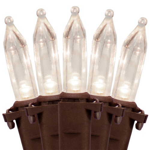 100 Clear LED Christmas Lights on Brown Wire, UL Approved for Indoor/Outdoor Use, 18.5' Lighted Length, 20.8' Total Length