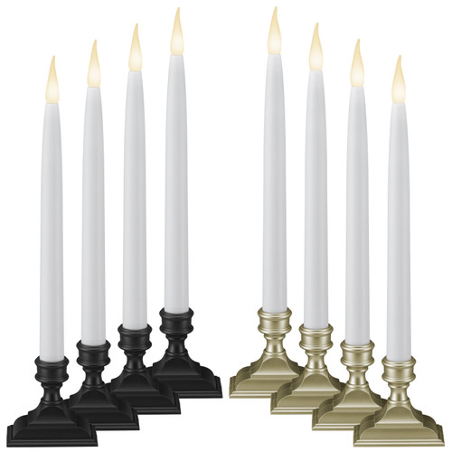 Battery Operated LED Window Candles with Timer (6 on/18 Off), Patented Warm White Dual LED Flicker Flame (VT-1660-4, Pack of 4)