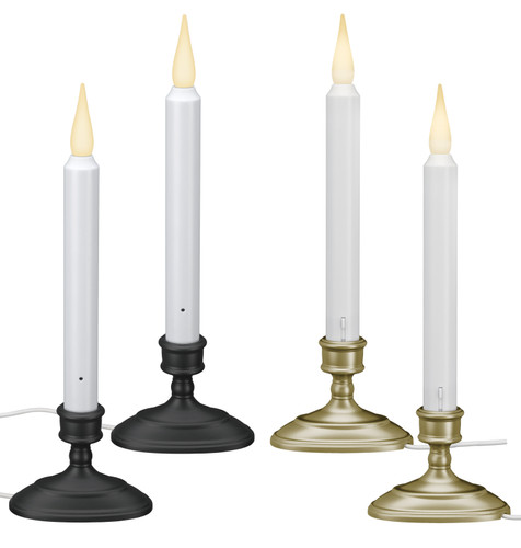 LED Electric Window Candles with Sensor Dusk to Dawn, Warm White Flicker Flame or Steady On, USB Low Voltage Adapter (VT-1670-2, Pack of 2)