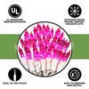 100 Pink LED Christmas Lights on White Wire, UL Approved for Indoor/Outdoor Use, 18.5' Lighted Length, 20.8' Total Length 100 Pink LED Christmas Lights on White Wire, UL Approved for Indoor/Outdoor Use, 18.5' Lighted Length, 20.8' Total Length
