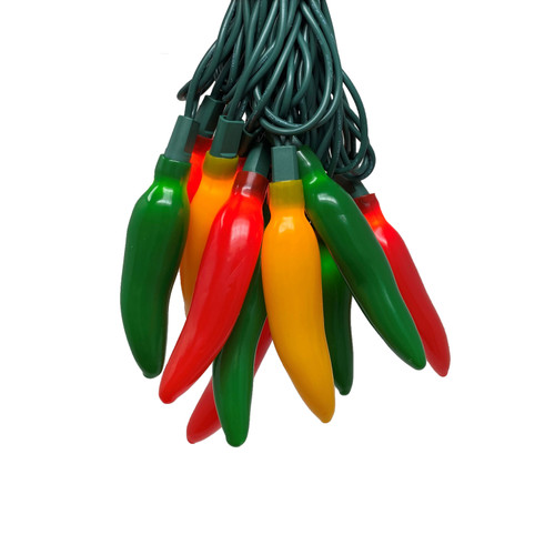 35 Multi Chili Pepper String Light, UL Approved for Indoor/Outdoor Use, End-to-End Connectors (Red, Green, Yellow, VT-2835-RGY)
