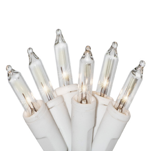 50 Clear Christmas Lights on a White Wire String, UL Approved for Indoor/Outdoor Use, 9' of Lighted Length, 11' of Total Length