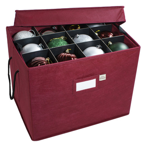 Christmas Ornament Storage Box with Adjustable Acid-Free Dividers, 3 Removable Trays with Handles, Holds 36 - 4 Inch Ornaments (17"L x 13"W x 13"H,  SB-10495-VT)