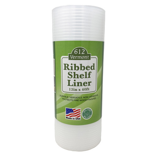 Clear Ribbed Shelf Liner, Waterproof, Non-Adhesive Plastic (12 Inch x 40 Feet)