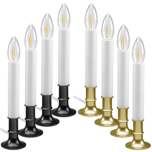 Electric LED Window Candles with Shatterproof Warm White Bulbs, Automatic Timer (VT-1188, Pack of 4)
