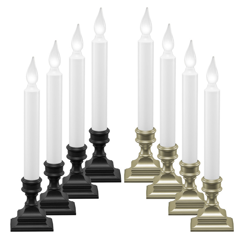 Battery Operated LED Window Candles with Bright Hot Spot, Automatic Timer (VT-1506, Pack of 4)