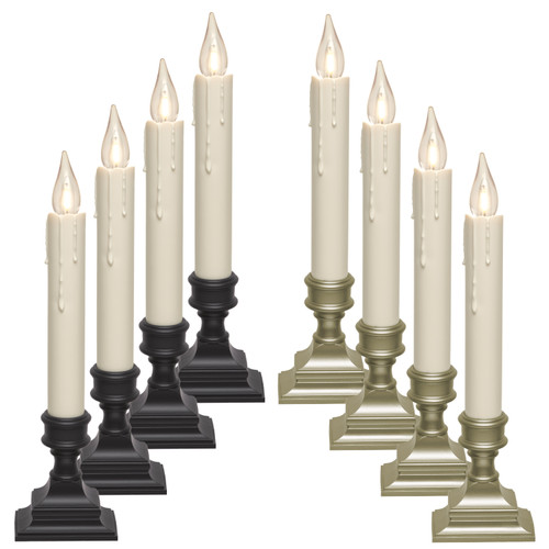 Vintage LED Battery Operated Window Candles with Timer, Bright Warm White Glow (VT-1806, Pack of 4)